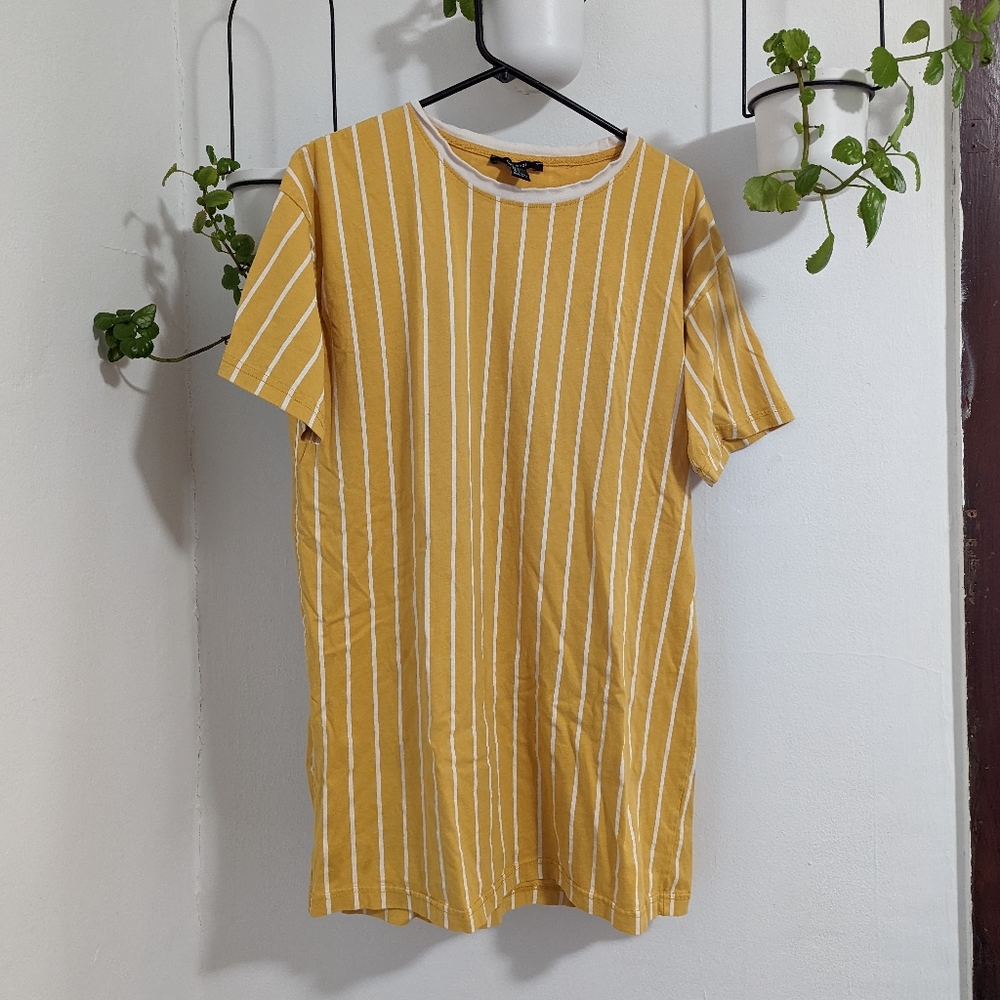 Yellow striped shirt dress